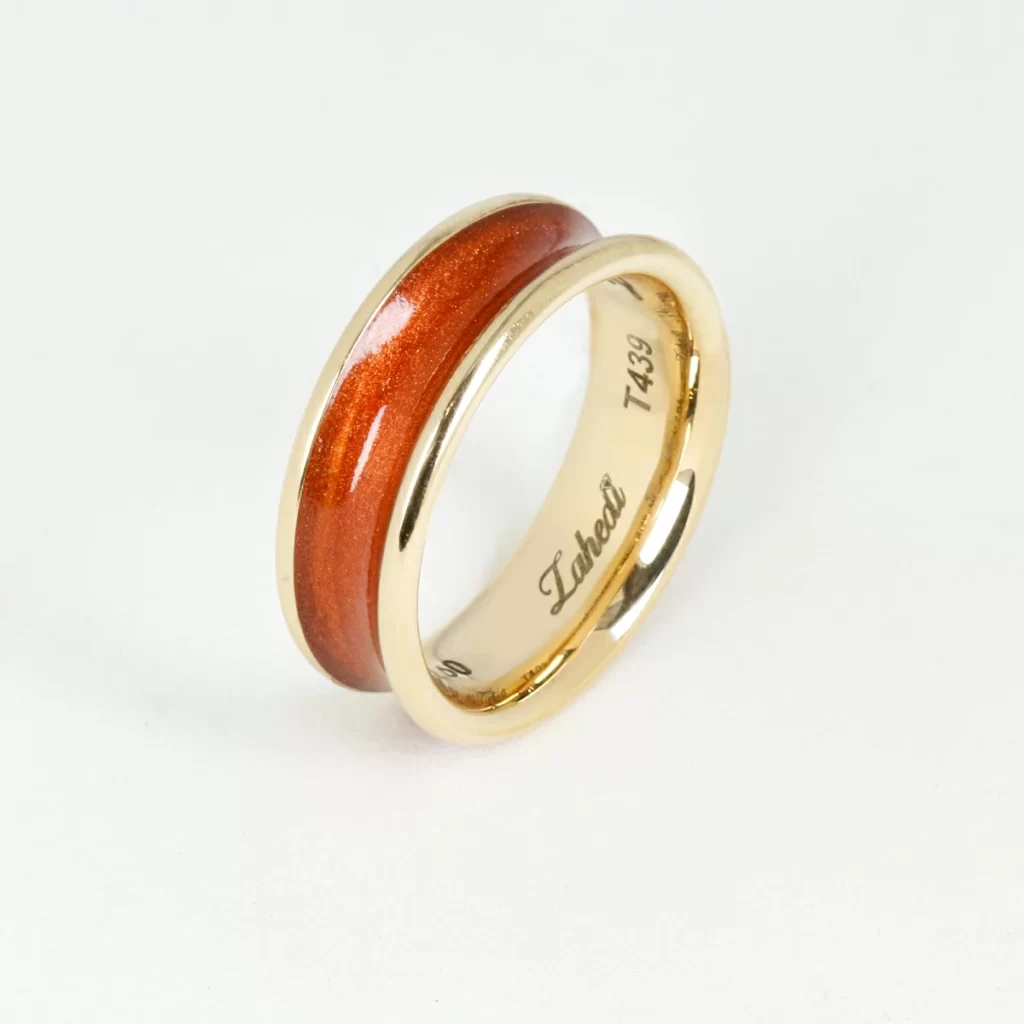 Copper Enamel Gold Ring