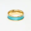 Cyan Enamel Gold Ring