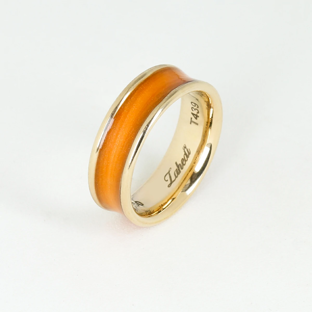 Orange Enamel Gold Ring