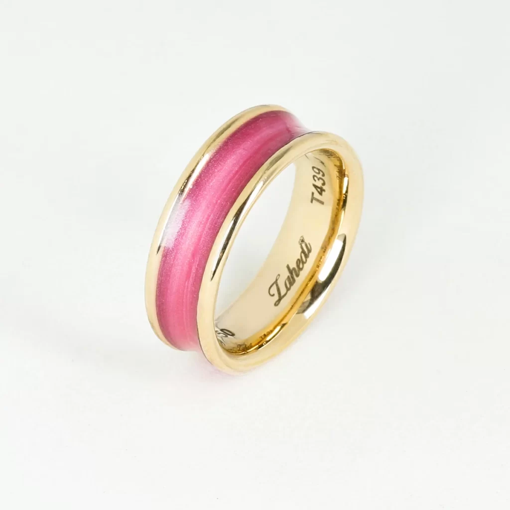 Pink Enamel Gold Ring