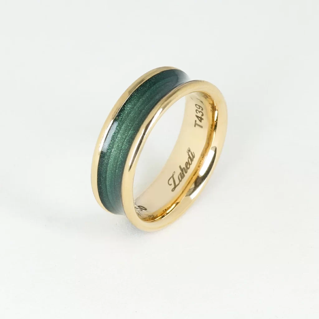 Olive Enamel Gold Ring