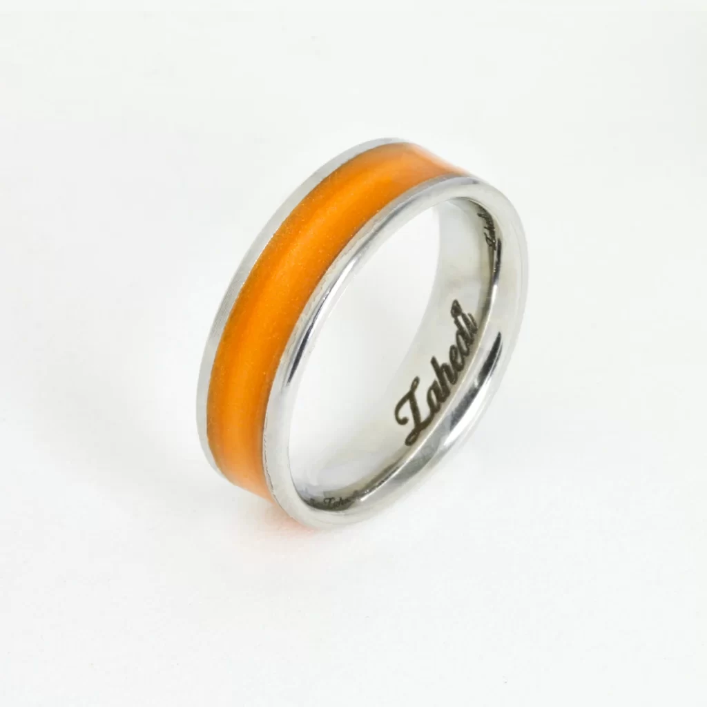 Orange Enamel Gold Ring